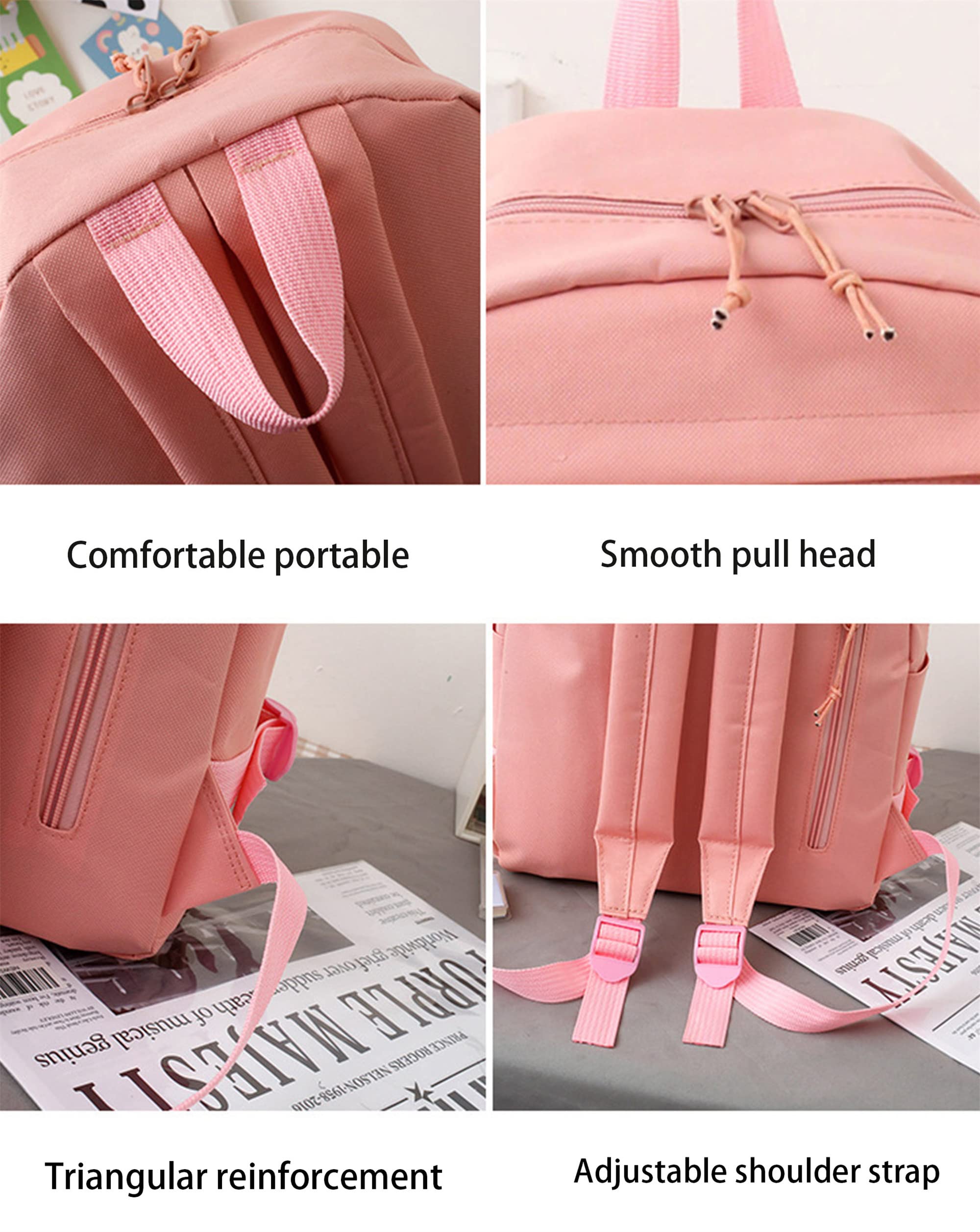 5Pcs Accessories Backpack with Pin & Set Cute Backpack Kawaii Backpack School Bags for Teen Girl