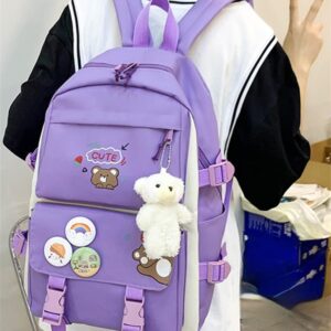 5Pcs Accessories Backpack with Pin & Set Cute Backpack Kawaii Backpack School Bags for Teen Girl