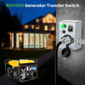 BOYISEN Generator Transfer Switch - 15 Amp 120V ETL Certificated Manual Generator Transfer Switch with Circuit Breaker for Indoor and Outdoor