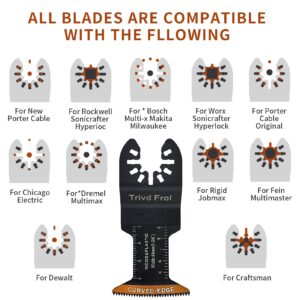 Trivd Frol 100Pcs Curved-Edge Oscillating Tool Blades Professional Universal Oscillating Saw Blades Wood Multitool Blades Compatible with Dewalt, Milwaukee, Makita, Ryobi, Rockwell, Bosch