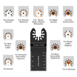 Trivd Frol 45PCS Oscillating Saw Blades, Premium Multitool Blades Kits for Wood Metal Plastics, Oscillating Tool Blades Fit Dewalt Worx Rockwell Milwaukee Makita Ryobi Bosch Fein Porter Genesis Black