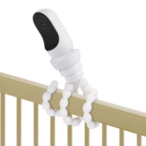 wochel flexible tripod baby monitor mount for owlet cam and owlet cam 2, attach your baby camera wherever you like without tools or wall damage - white