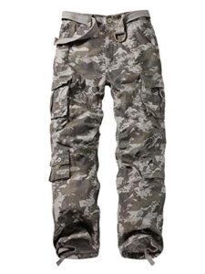 akarmy wild cargo pants, casual work pants, military army camo combat hiking pants with 8 pockets(no belt) 3357 water spray camo 32