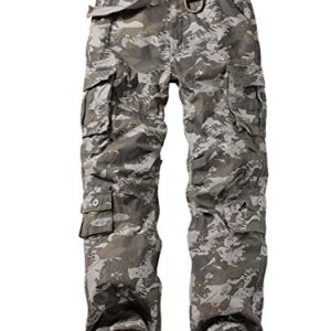 AKARMY Wild Cargo Pants, Casual Work Pants, Military Army Camo Combat Hiking Pants with 8 Pockets(No Belt) 3357 Water Spray Camo 32