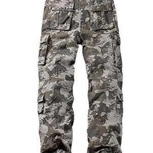 AKARMY Wild Cargo Pants, Casual Work Pants, Military Army Camo Combat Hiking Pants with 8 Pockets(No Belt) 3357 Water Spray Camo 32