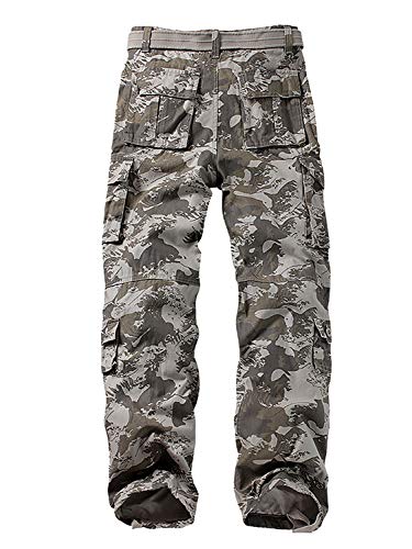 AKARMY Wild Cargo Pants, Casual Work Pants, Military Army Camo Combat Hiking Pants with 8 Pockets(No Belt) 3357 Water Spray Camo 32