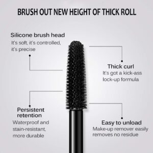 4D Silk Fiber Lash Mascara- Waterproof Mascara Black Volume and Length, Easily to Create Amazing Lashes for Thicker, Long Lasting and Curly Eyelashes