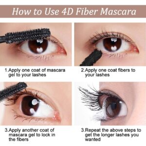 4D Silk Fiber Lash Mascara- Waterproof Mascara Black Volume and Length, Easily to Create Amazing Lashes for Thicker, Long Lasting and Curly Eyelashes