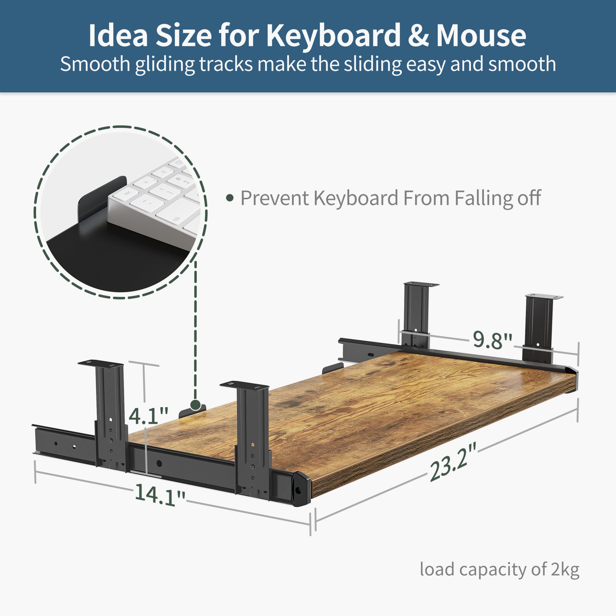 BANTI 40" x 24" Height Adjustable Electric Standing Desk with Keyboard Tray, Sit Stand up Desk with Splice Board, Black Frame/Rustic Brown Top