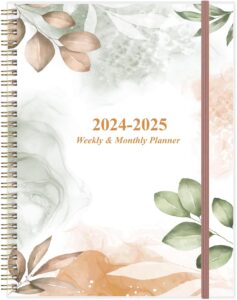 2024-2025 planner - a4 weekly & monthly planner to achieve goals & increase productivity, july 2024 - june 2025, 8.5" x 11", rose leaf