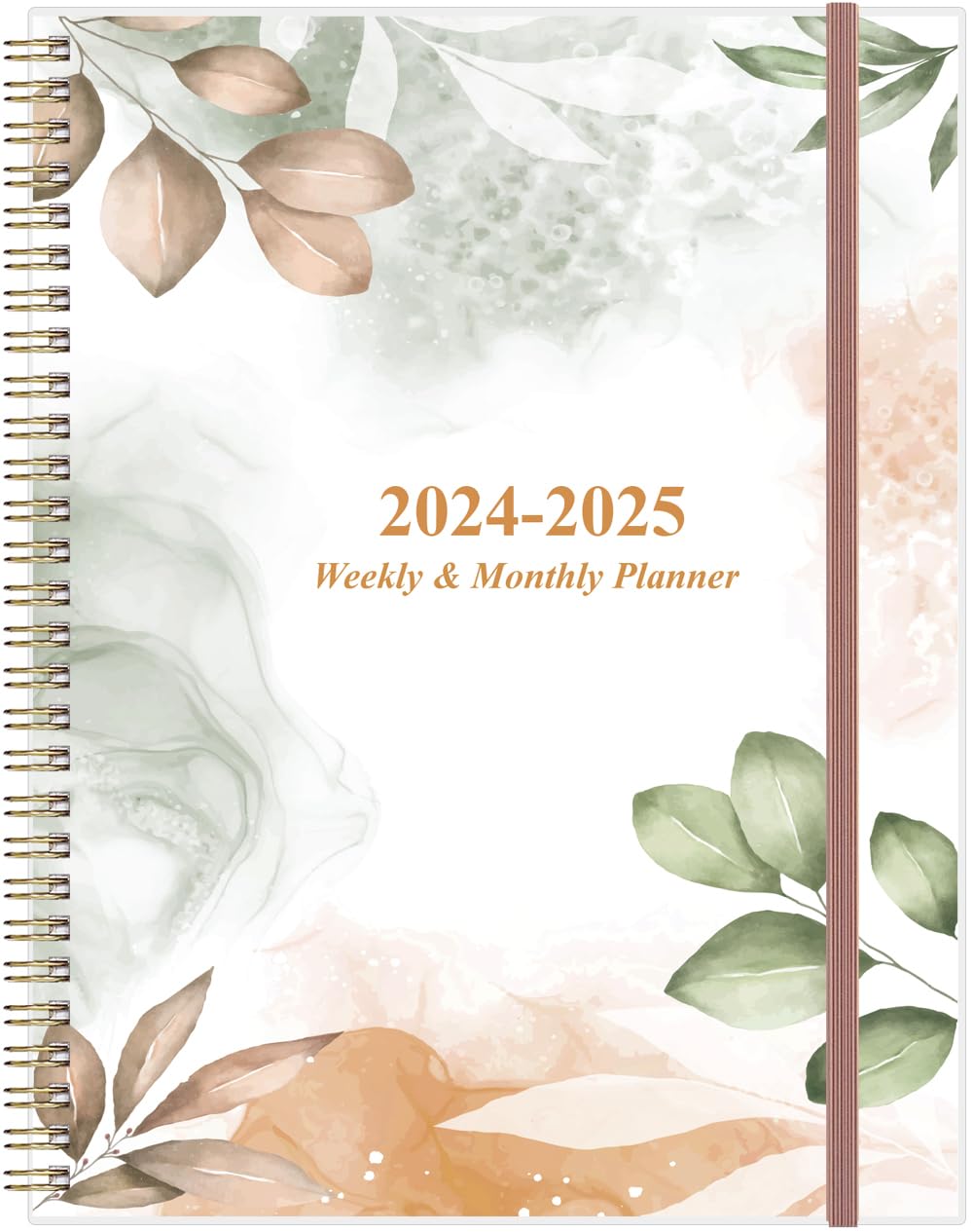 2024-2025 Planner - A4 Weekly & Monthly Planner to Achieve Goals & Increase Productivity, July 2024 - June 2025, 8.5" x 11", Rose Leaf