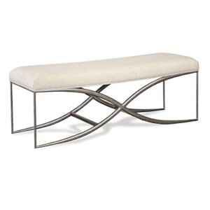 roundhill furniture mantalia upholstered bench with metal frame, champagne