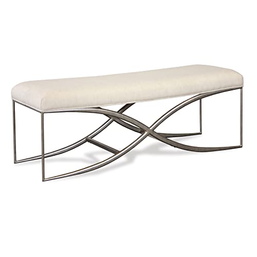 Roundhill Furniture Mantalia Upholstered Bench with Metal Frame, Champagne