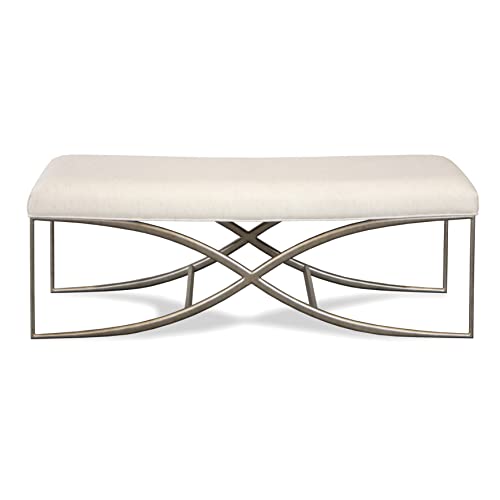 Roundhill Furniture Mantalia Upholstered Bench with Metal Frame, Champagne