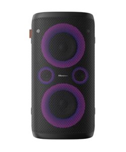 hisense ultimate wireless outdoor/indoor party speaker with subwoofer, 2.0ch, 300w, ipx4 waterproof,15 hour long-lasting battery, bluetooth5.0, dj and karaoke mode (hp100)