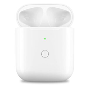 airpod charging case,wireless airpod replacement charging case compatible with airpods 1&2,airpod charger case only,450 mah airpod battery replacement with bluetooth pairing sync button,pure white