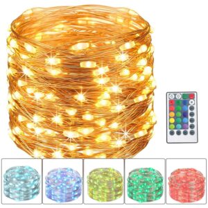 sutekus outdoor fairy lights with remote and timer, 16 color changing waterproof led lights, christmas fairy string lights battery operated for party, wedding, dorm, garden (16.4ft 50led)