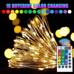 Sutekus Outdoor Fairy Lights with Remote and Timer, 16 Color Changing Waterproof LED Lights, Christmas Fairy String Lights Battery Operated for Party, Wedding, Dorm, Garden (16.4FT 50LED)