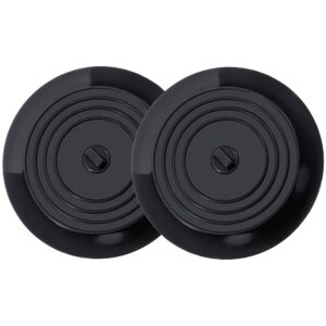 vigor path set of 2 silicone tub stoppers - 5.9 inches sink stoppers - flat bathtub drain covers, hair catchers and suction bathtub plugs for kitchen, bathroom and laundry (black)