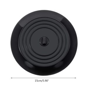 VIGOR PATH Set of 2 Silicone Tub Stoppers - 5.9 Inches Sink Stoppers - Flat Bathtub Drain Covers, Hair Catchers and Suction Bathtub Plugs for Kitchen, Bathroom and Laundry (Black)