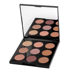 palladio ultimate 9-count eyeshadow palette, talc-free formula, high pigmented shades in a mix of matte & shimmer finishes, blendable long lasting colorful professional-grade makeup (rosey nudes)