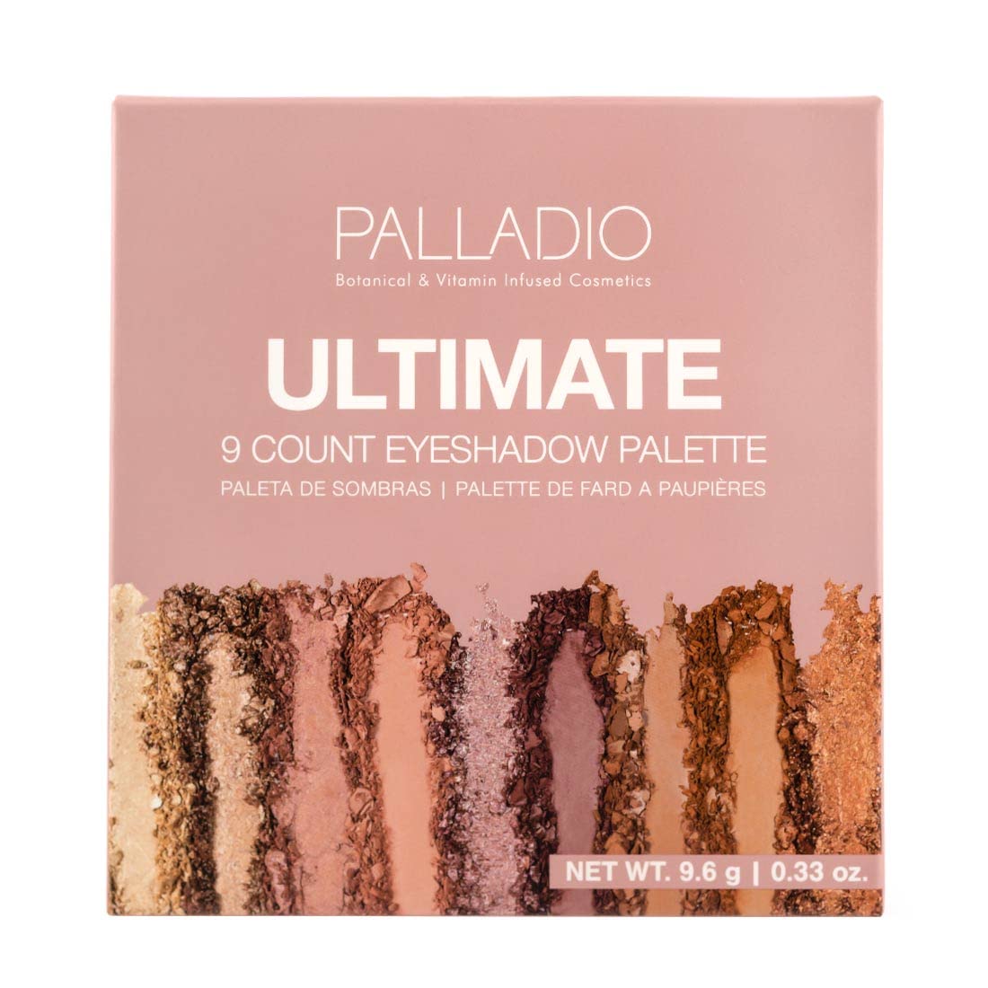 Palladio Ultimate 9-Count Eyeshadow Palette, Talc-Free Formula, High Pigmented Shades in A Mix of Matte & Shimmer Finishes, Blendable Long Lasting Colorful Professional-Grade Makeup (Rosey Nudes)