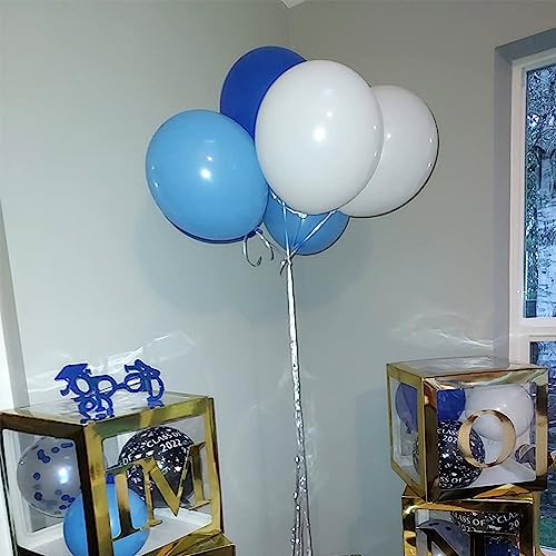 EUFARS Blue Balloons 12 inch, 100 Pack Blue Light Blue and White Balloons for Blue Balloon Arch Birthday Baby Shower Wedding Party Decorations