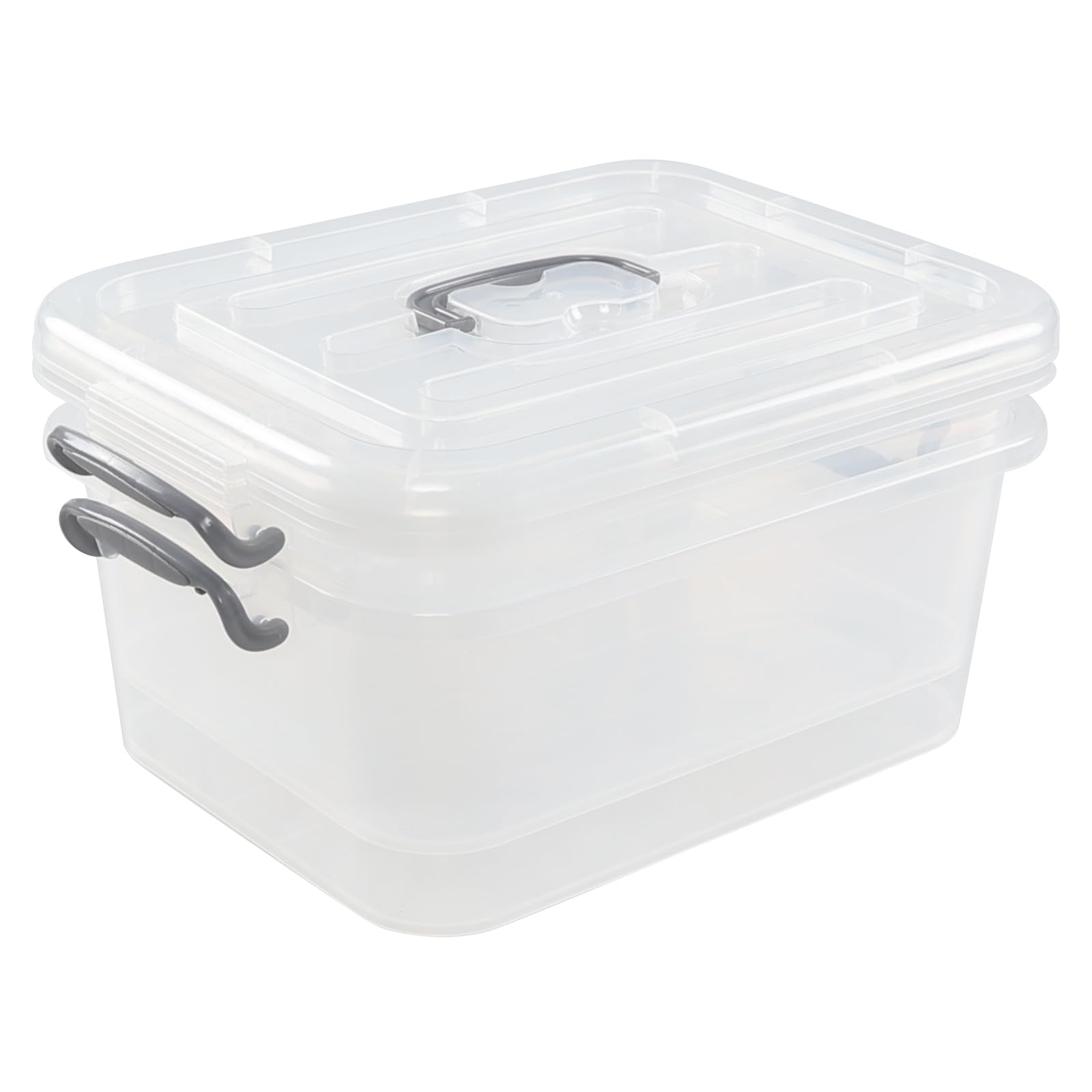 Zopnny 2-Pack Plastic Storage Latch Box, Clear Containers with Lids, 8 L