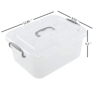 Zopnny 2-Pack Plastic Storage Latch Box, Clear Containers with Lids, 8 L