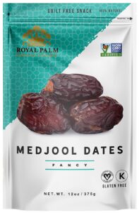 medjool dates | royal palm | 12oz | 100% natural | no sugar added | non gmo | kosher - 1 bag