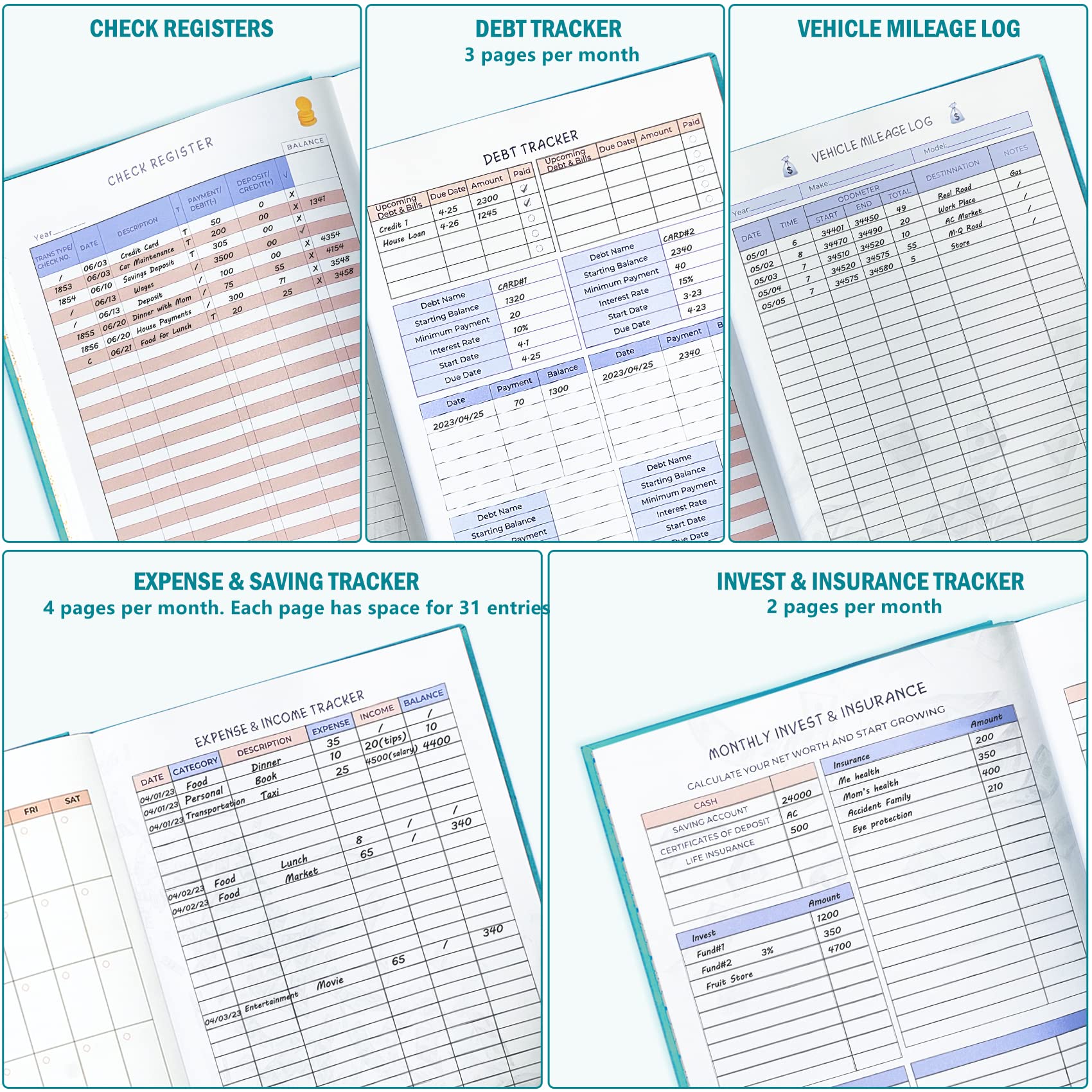 Budget Planner, Monthly Accounts Book and Bill Tracker, Undated Financial Organizer, Expense Tracker Notebook with Storage Pocket, Manage Optimize Your Finance, 7" x 10"