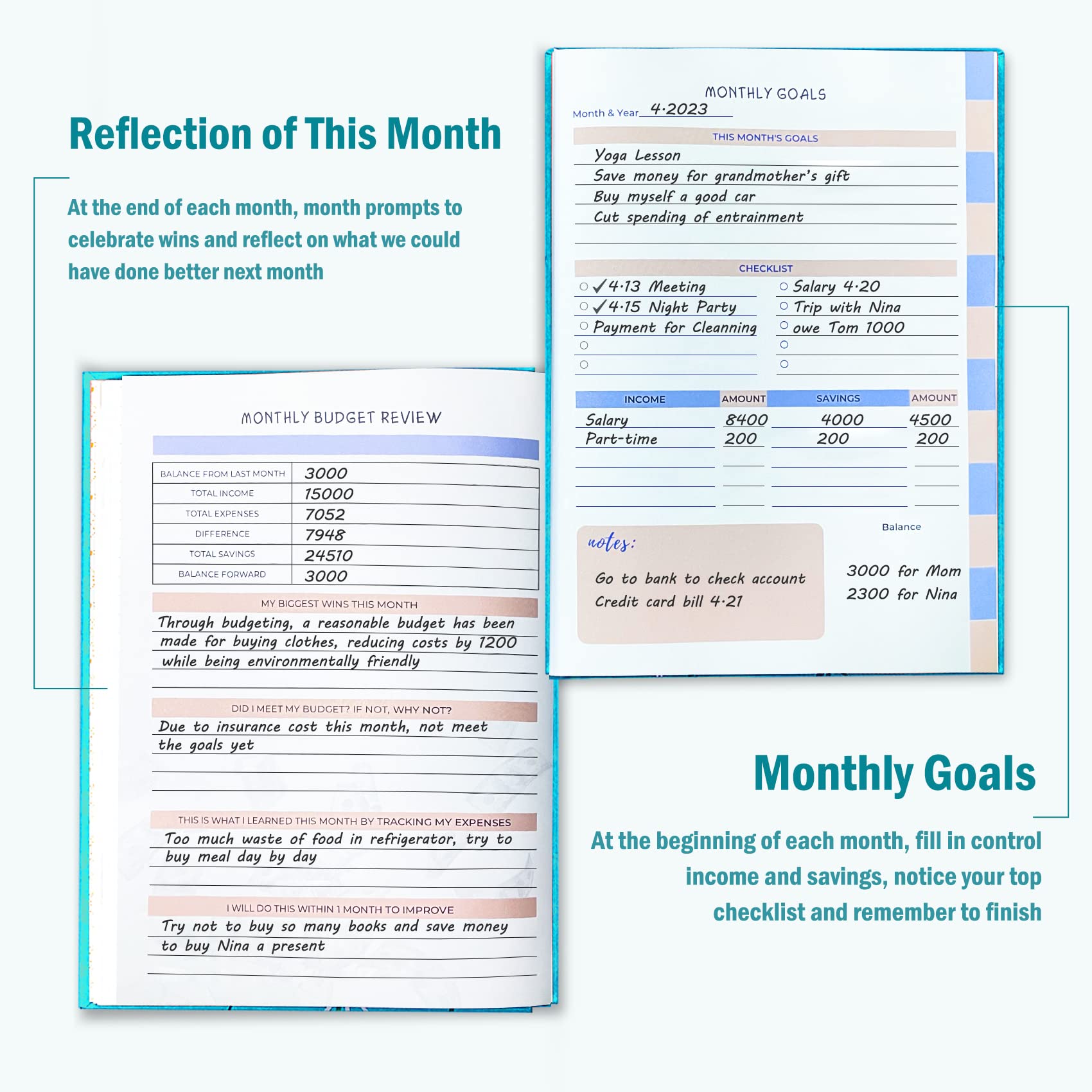 Budget Planner, Monthly Accounts Book and Bill Tracker, Undated Financial Organizer, Expense Tracker Notebook with Storage Pocket, Manage Optimize Your Finance, 7" x 10"