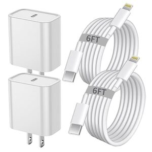 iphone fast charger, iphone charger fast charging 2pack pd 6ft type c quick usb c to lightning cable cord fast charger iphone usb c wall block plug for iphone 14 13 12 11 pro max xr xs x,ipad airpods