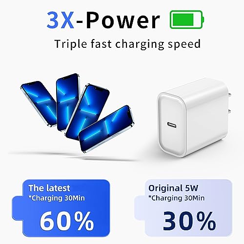 iPhone Fast Charger, iPhone Charger Fast Charging 2Pack PD 6FT Type C Quick USB C to Lightning Cable Cord Fast Charger iPhone USB C Wall Block Plug for iPhone 14 13 12 11 Pro Max XR XS X,iPad AirPods