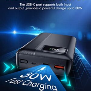 Power-Bank-Portable-Charger - 40000mAh Power Bank Support PD 30W and QC4.0 Fast Charger with Built-in 2 Output Cable and LED Display for iPhone and Android Phones and Most Electronic Devices