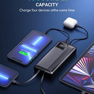 Power-Bank-Portable-Charger - 40000mAh Power Bank Support PD 30W and QC4.0 Fast Charger with Built-in 2 Output Cable and LED Display for iPhone and Android Phones and Most Electronic Devices