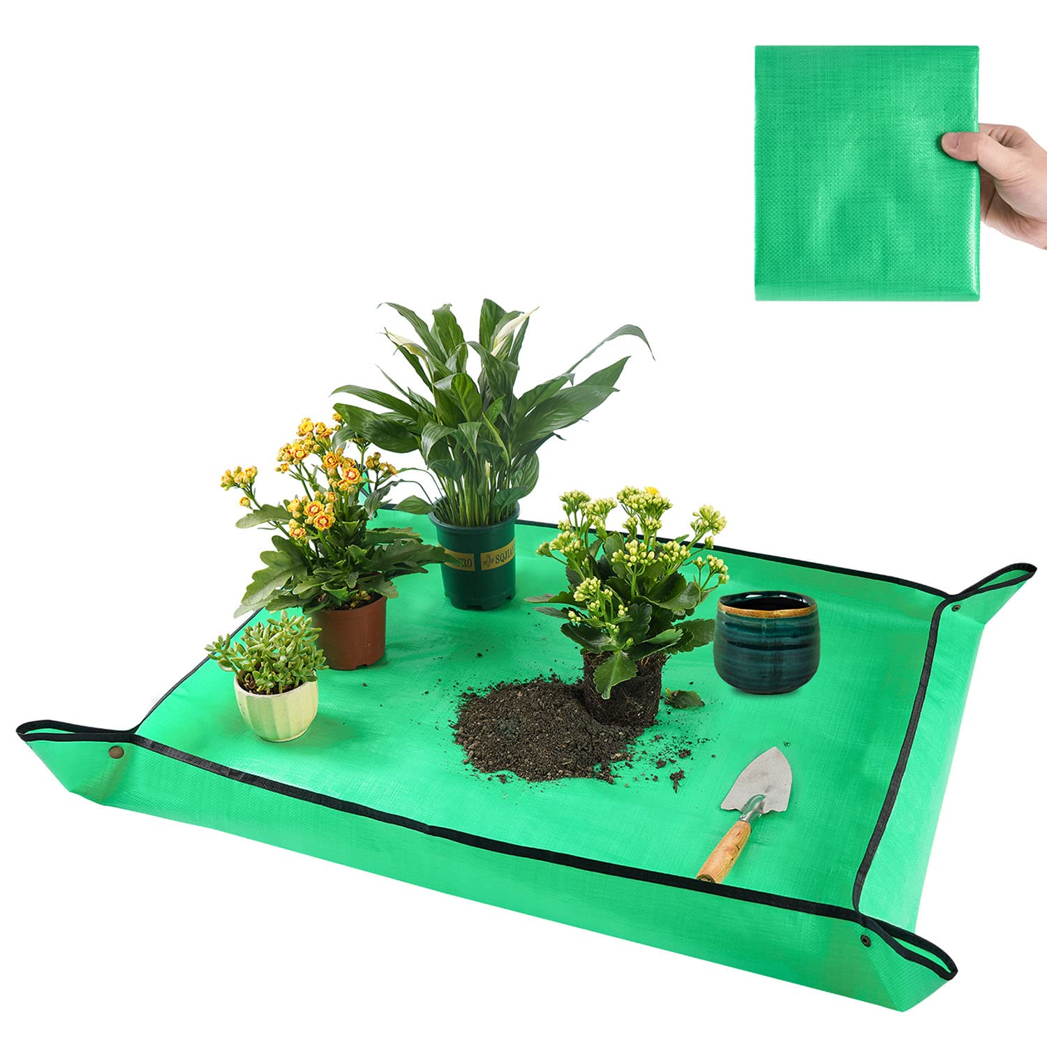 Onlysuki Large Gardening Mat for Indoor Plant Transplanting and Dirt Control, Portable Repotting Tray Succulent Potting Mat Gardening Gifts for Plant Lovers (39.4" X 31.4")