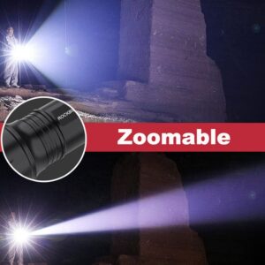 ROCKBIRDS LED Flashlight, 2 Pack High Lumen Handheld Light with 5 Modes, Zoomable Flashlight for Home Outdoor Hiking Camping (Black)