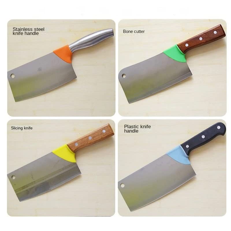 TorSor 4 Pack Chef Knife Handle Protector Silicone Abrasion Proof Universal Safety Cover Sleeves Gloves Japanese Asia Kitchen Meant Cutting Knives Back Edge Guard Case