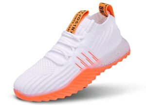 mitvr womens colorful sneakers fashion sports shoes breathable casual walking shoes,white orange,41eu=9.5 m us women
