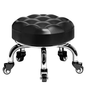 figrosd low rolling stool roller short stools universal swivel caster stools easy mobility and convenient work,9 inch height-weight capacity 350 pounds (black)
