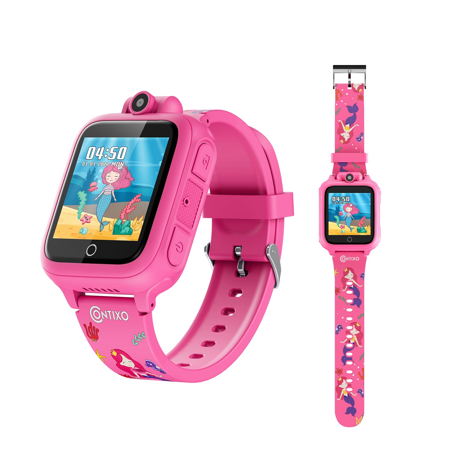 Contixo Kids Tablet, V10 7 Inch Tablet for Kids and Smart Watch Bundle, 2GB 32 GB Toddler Tablet with Bluetooth, with Smart Watch That Touch Screen, Camera, Video and Audio Recording (Pink)