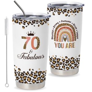 vivulla68 happy 70th birthday gifts for women, best gifts idea for 70 year old woman, 1954 birthday gifts women, 70 birthday gifts for women turning 70, 70 year old birthday tumbler with lid and straw
