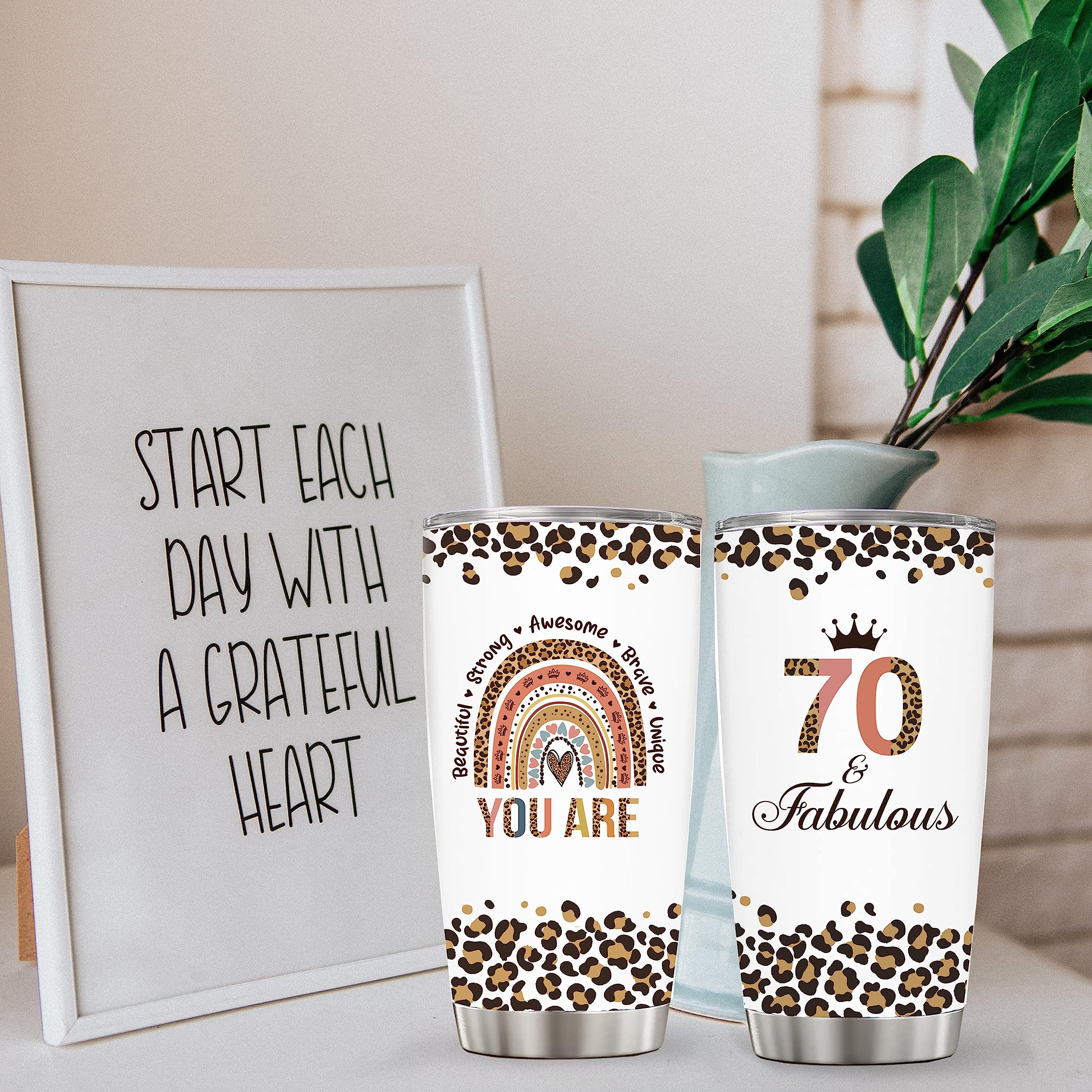 Vivulla68 Happy 70th Birthday Gifts For Women, Best Gifts Idea For 70 Year Old Woman, 1954 Birthday Gifts Women, 70 Birthday Gifts For Women Turning 70, 70 Year Old Birthday Tumbler With Lid And Straw