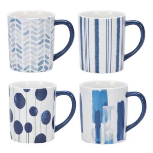 hoikwo 4 pack 15oz ceramic coffee mugs, blue coffee cups sets for coffee, beverages, tea, microwave-safe and dishwasher-safe