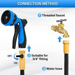 NGreen Garden Hose Sprayer Nozzle - Water Spray with 8 Adjustable Patterns, Impact Resistant and Non-Slip for Watering Plants, Pets Bathing and Cleaning,Car Washing (Blue)