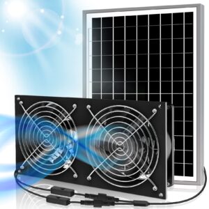 khkvocalist solar fan-solar powered fan-solar fan for shed- solar fan for greenhouse, 15w solar panel + 2 pcs high speed dc brushless fan, for chicken coop,dog house, diy cooling ventilation project