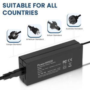 PowerHOOD 15V AC Adapter Compatible with Rockpals Rockpower 300 PS300 300W 360W Portable Power Station 280.8wh Solar Generator R481-1503000CU 15VDC Power Supply Cord Cable Battery Charger (Not 24V.)