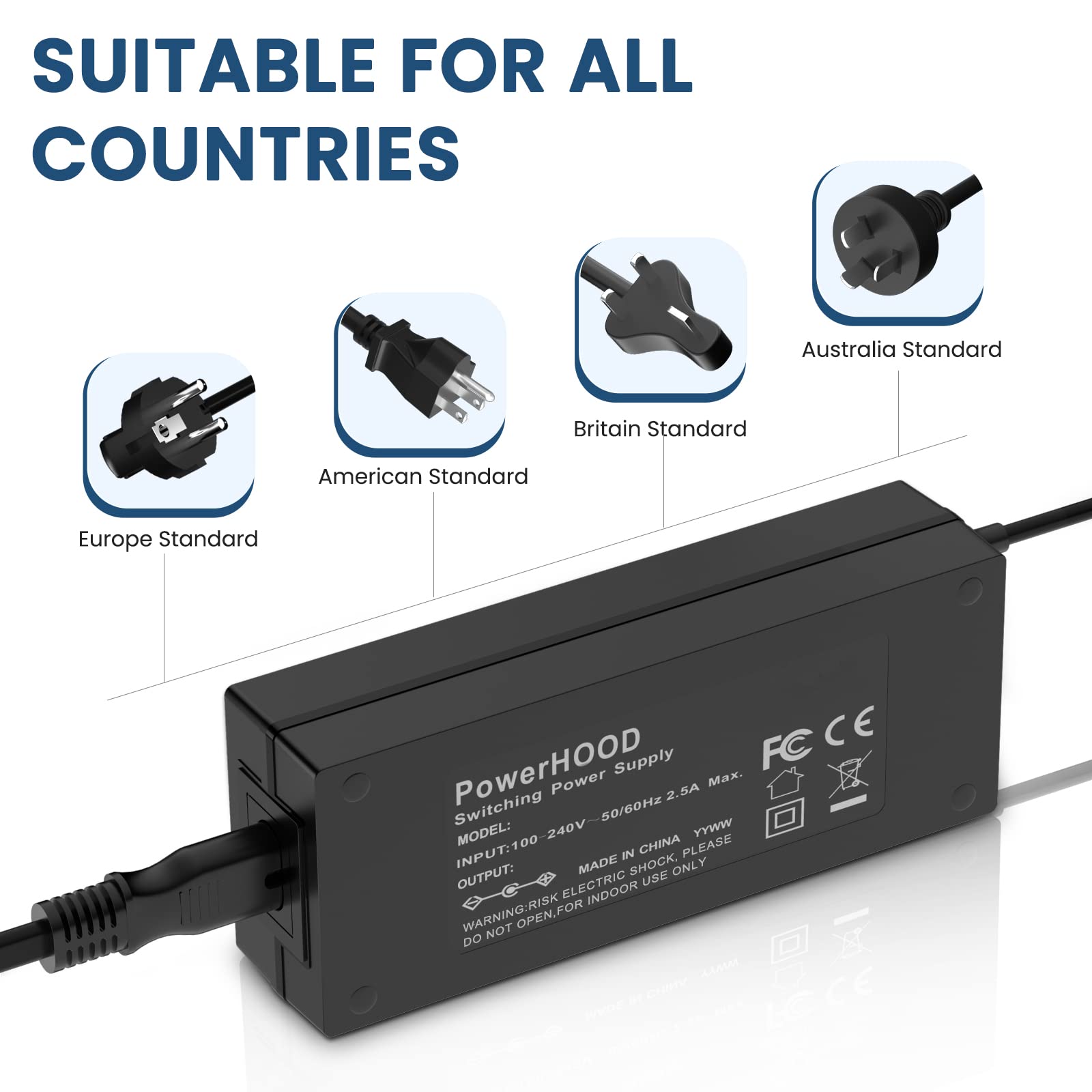 PowerHOOD 15V AC Adapter Compatible with Rockpals Rockpower 300 PS300 300W 360W Portable Power Station 280.8wh Solar Generator R481-1503000CU 15VDC Power Supply Cord Cable Battery Charger (Not 24V.)