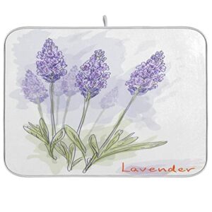 blue lavender violet flowers dish mat dish drainer pads dish drying pad for kitchen counter kitchen heat resistant mat 16 x 18